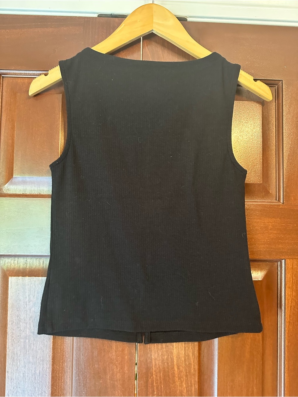 a.n.a Black Ribbed Button-Back Tank - Picture 2 of 4